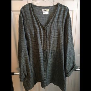 Flax button front linen tunic top